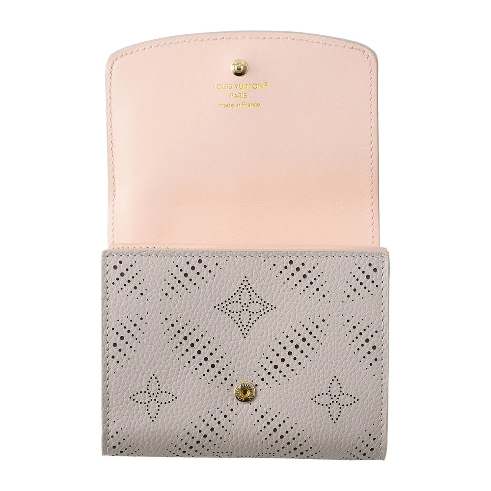 Louis Vuitton Bifold Wallet Mahina Portefeuille Iris Leather Greige Gray - Picture 4 of 9